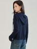 Autumn Wool & Mulberry Silk Color Block Hooded Knitted Sweater - Women's Slimming Pullover Hoodie