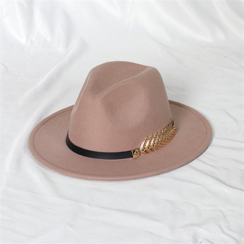 Fedora Men'S Fedora Neutral Wide Brim Jazz Hat Feather Belt Autumn And Winter British Vintage Panama Hat
