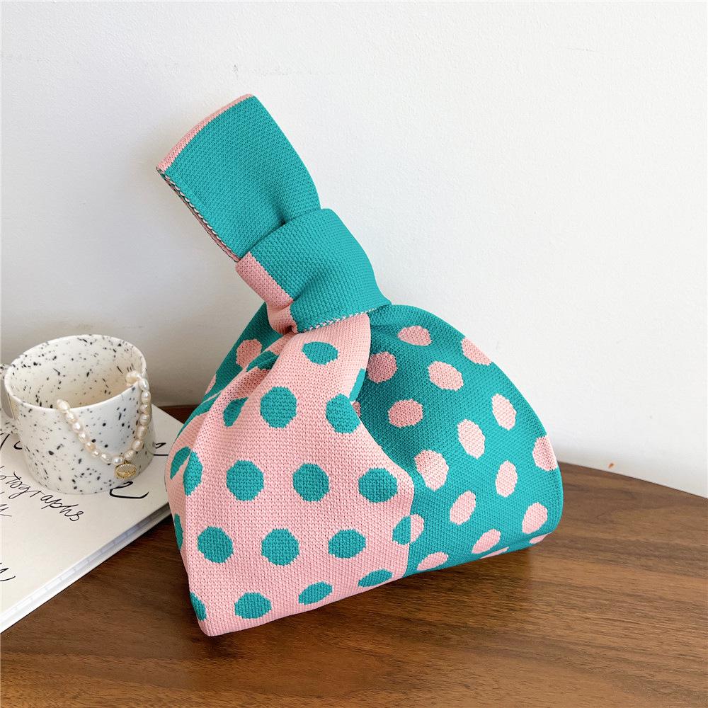 Colorful Polka Dot Knitted Handbag for Women - Versatile, Trendy, and Casual for Any Season