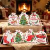 Holiday Theme Candy Carriers 2Pcs Christmas Drawstring Gift Bags, Xmas Tree Reindeer Printed Treat Festival Packaging Pouches, Reusable Fabric