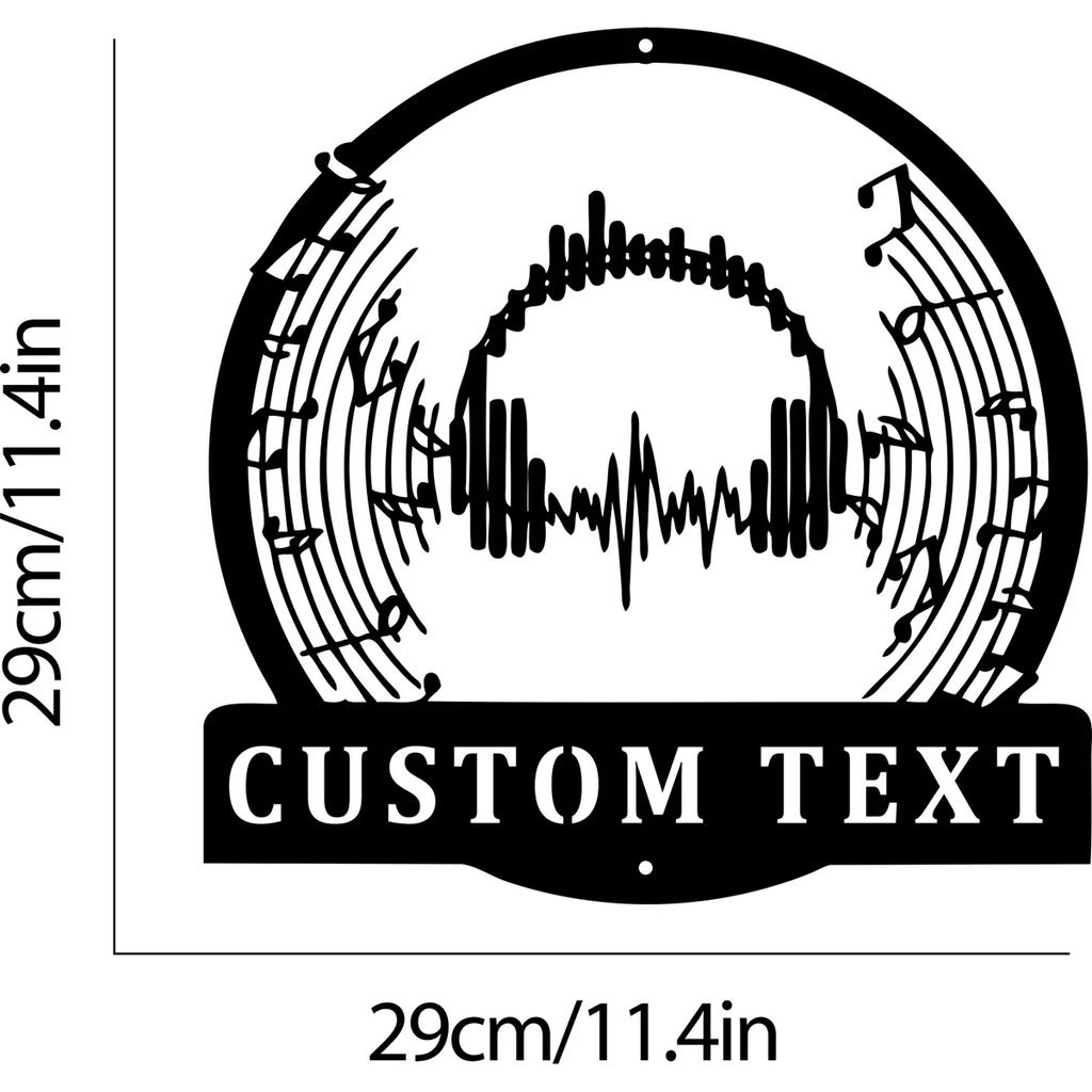 Retro Music Headphone Metal Wall Art, Personalized Name Sign for Home Decor, Vintage Metal Tin Sign