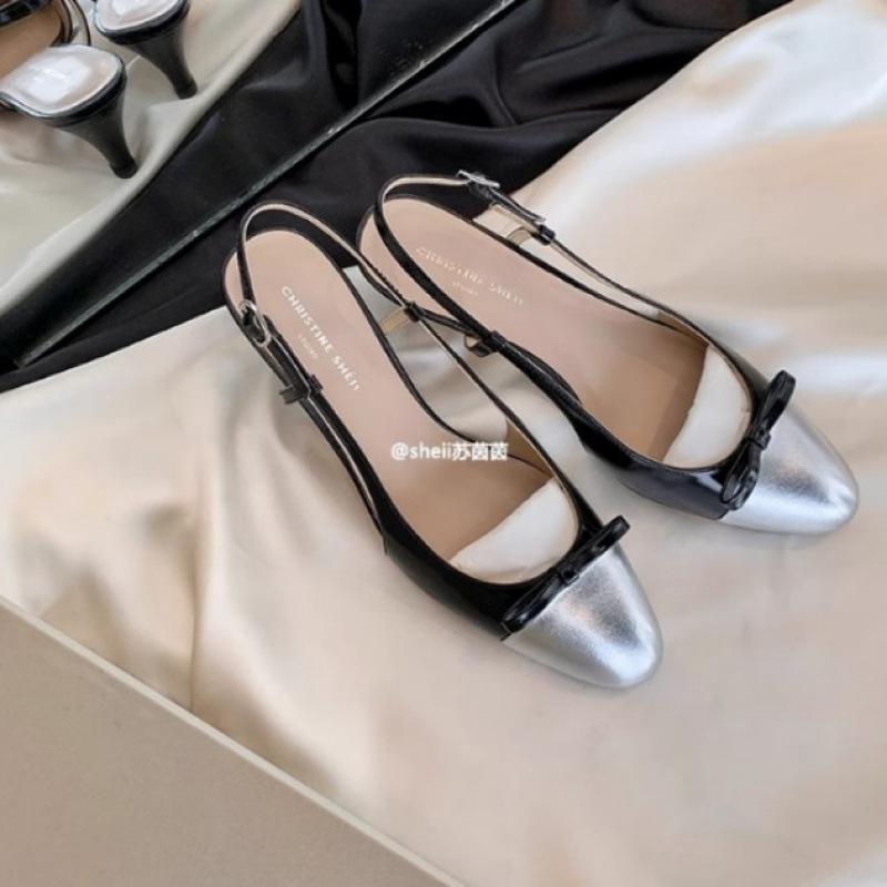 

Shoes in stock pointed bow shallow mouth bag head sandals high heels women 34 чорний