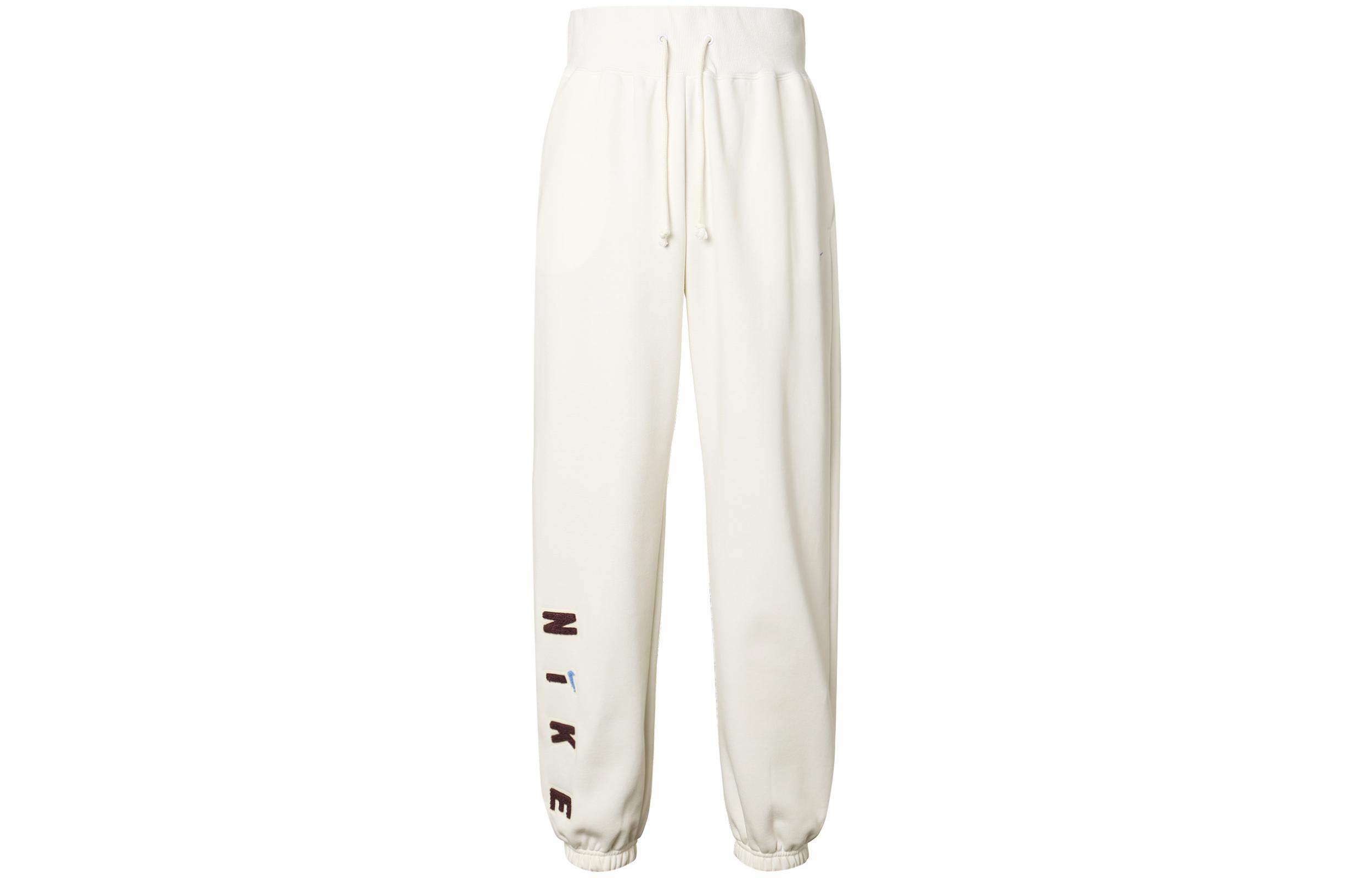 Nike Leg Opening Letter Lace Up Elastic Cuff Loose Fit Fleece Lined Casual Knitted Sweatpants Women s White FV4013-133 M
