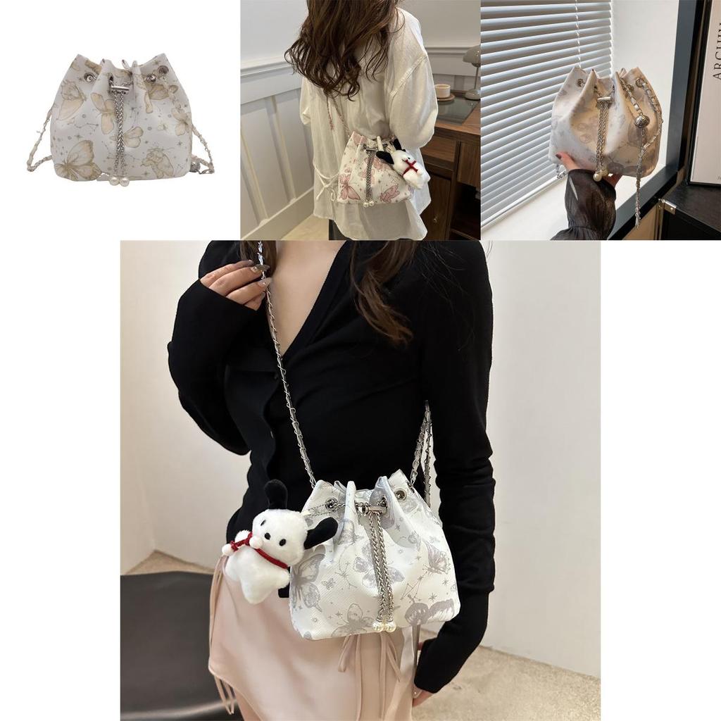 Fashionable Street Style Bucket Bag Simple Pu Shoulder Bag With Phone Pocket