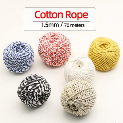 70M/Rotolo di spago da panettiere in cotone, corda, spago artigianale in cotone bicolore, tessuto per la casa, confezione regalo, decorazioni per matrimoni e Natale