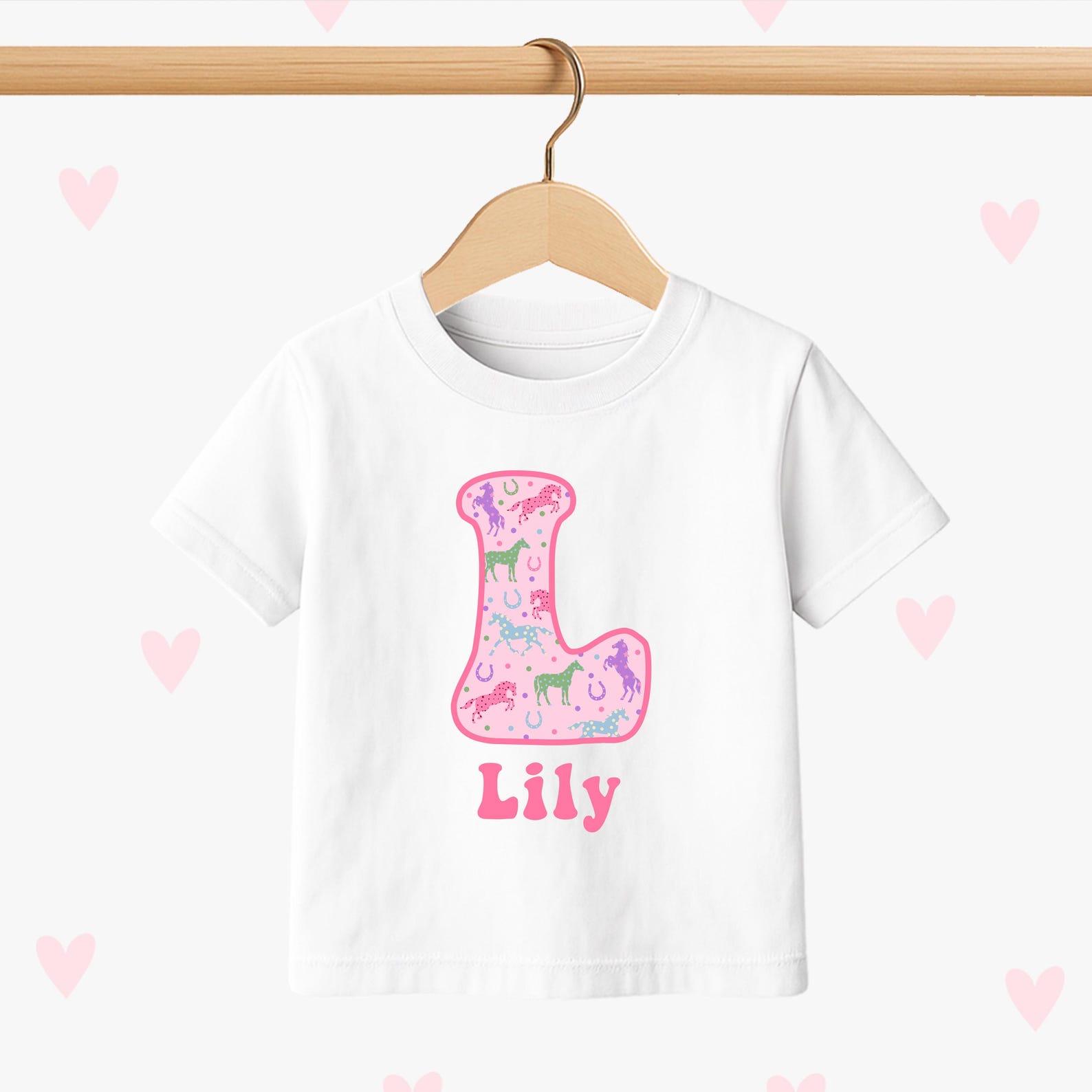 Horse Personalized Kids T-shirt, Custom Equestrian Gifts, Pony Tee, Girls & Boys Clothing 160