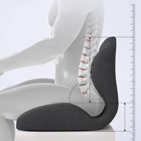 Memory Foam Seat Cushion with Back Support Ergonomic Lumbar Support Soft Touch Stress Relief L-shaped Chair Cushion