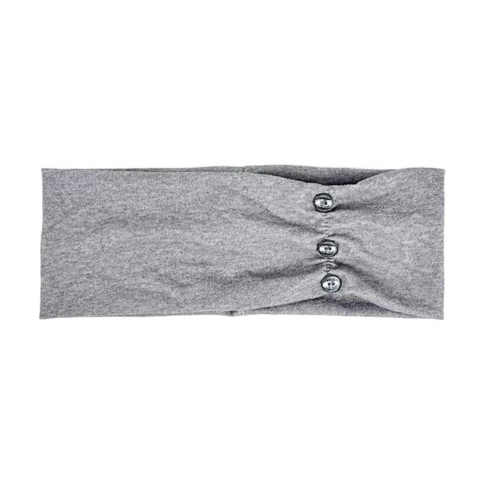 Pleated Women Headband Elastic Head Wrap Vintage Wide Button Headband for Students Daily