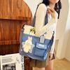 Tuition Bag Junior High School Students Large-capacity New Contrasting Color Shoulder Bag Sweet Messenger Bag