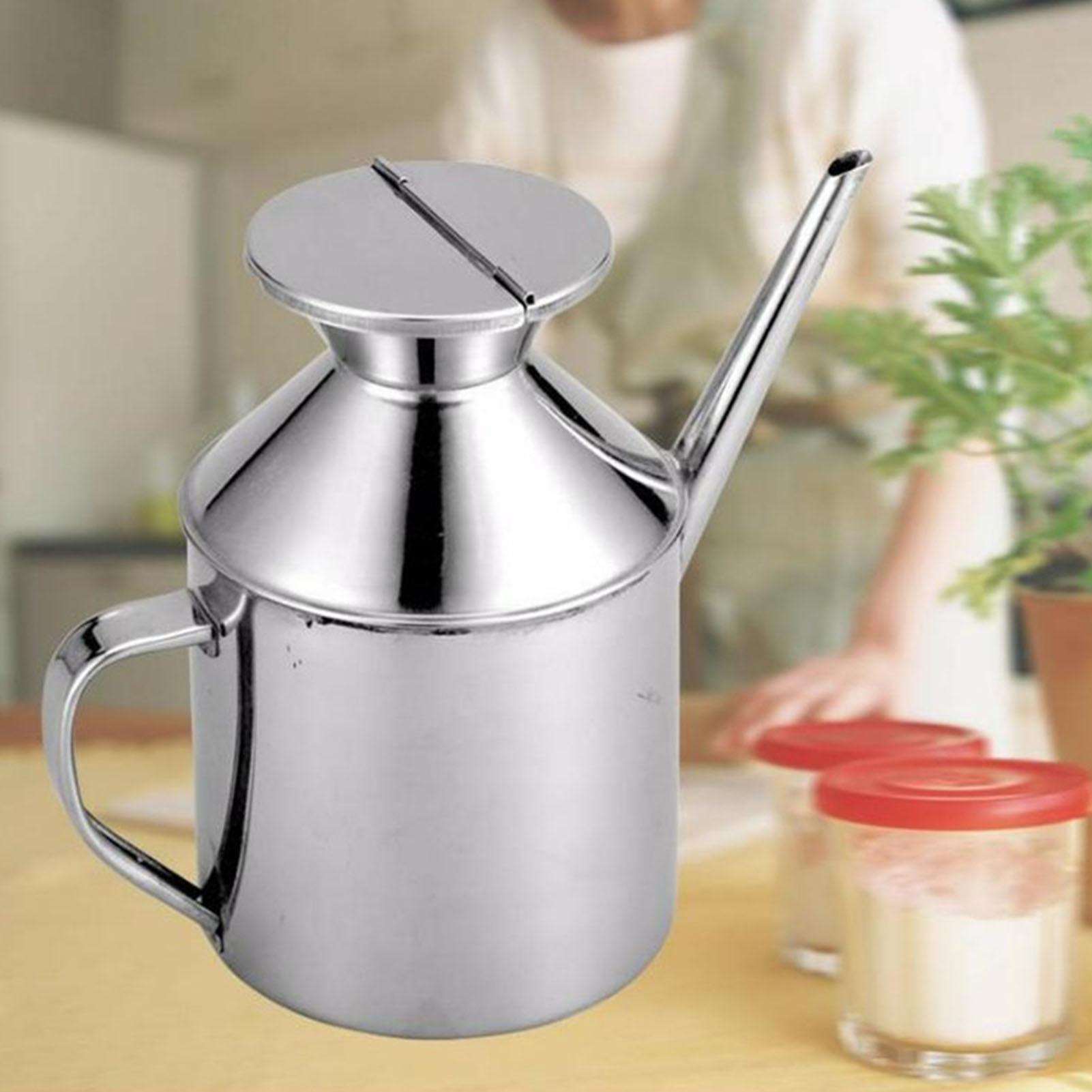 Stainless Steel Oil Can Multipurpose Oil Container Oil Dispenser Bottle for Soy Sauce Vinegar Cooking Wine Oil Dispenser Bottle