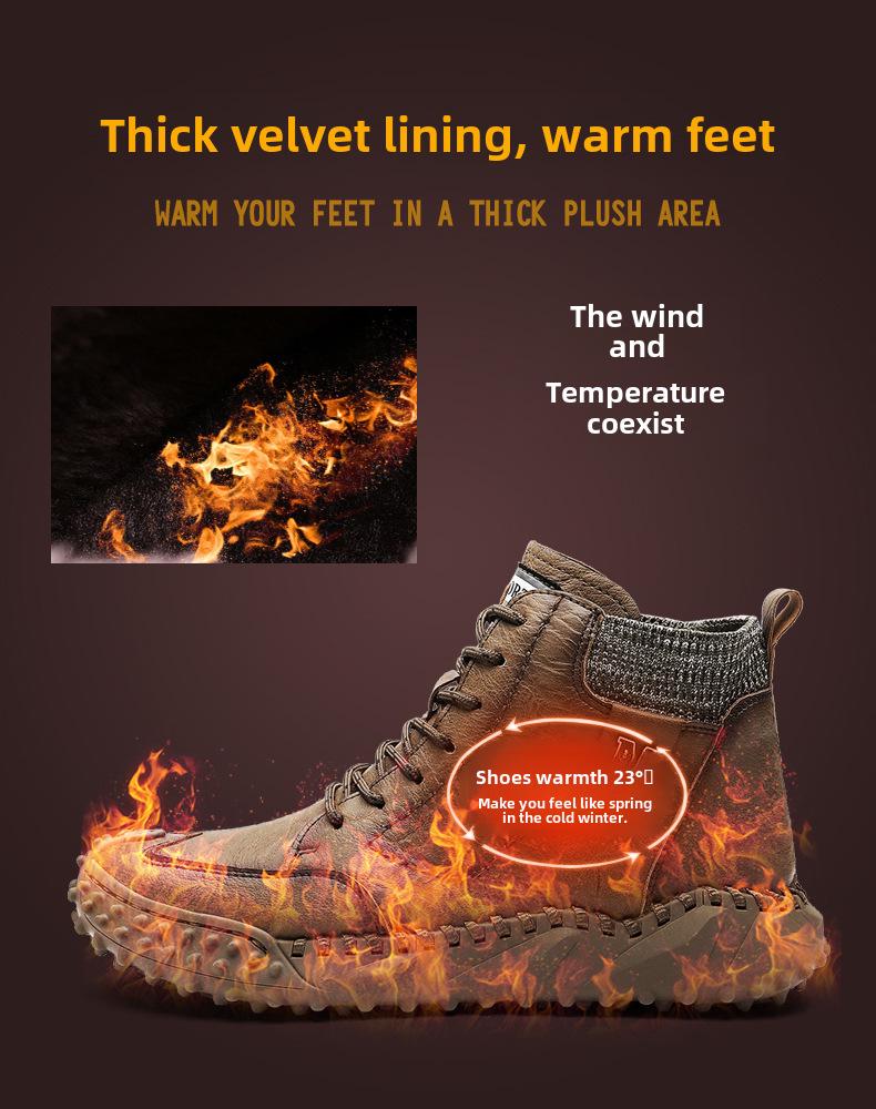 Men's 2024 Spring/Autumn Warm Velvet Martin High-Top Casual Boots