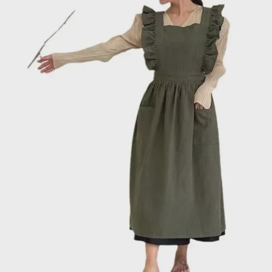 European & American Retro French-Style Ruffled Apron for Baking & Art - Large Size