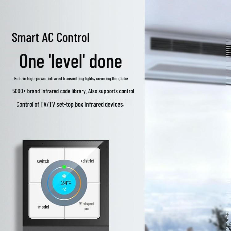 Comutator inteligent multifuncțional Tuya de 4 inch pentru scene și reglare a intensității luminoase cu control prin mobil