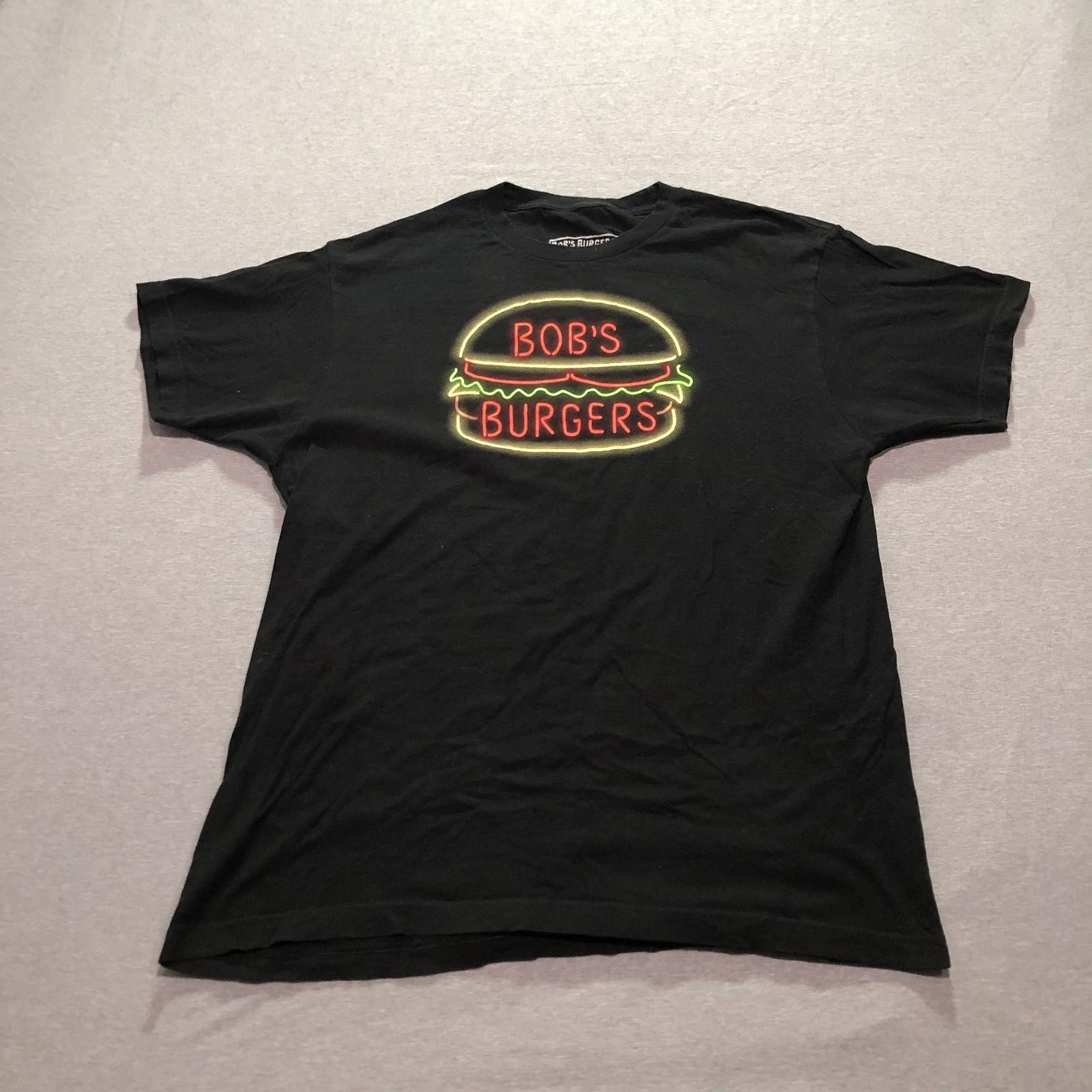 Bobs Burgers T Shirt Men s Large Graphic Print Logo Lounge Retro Black Tee XXL