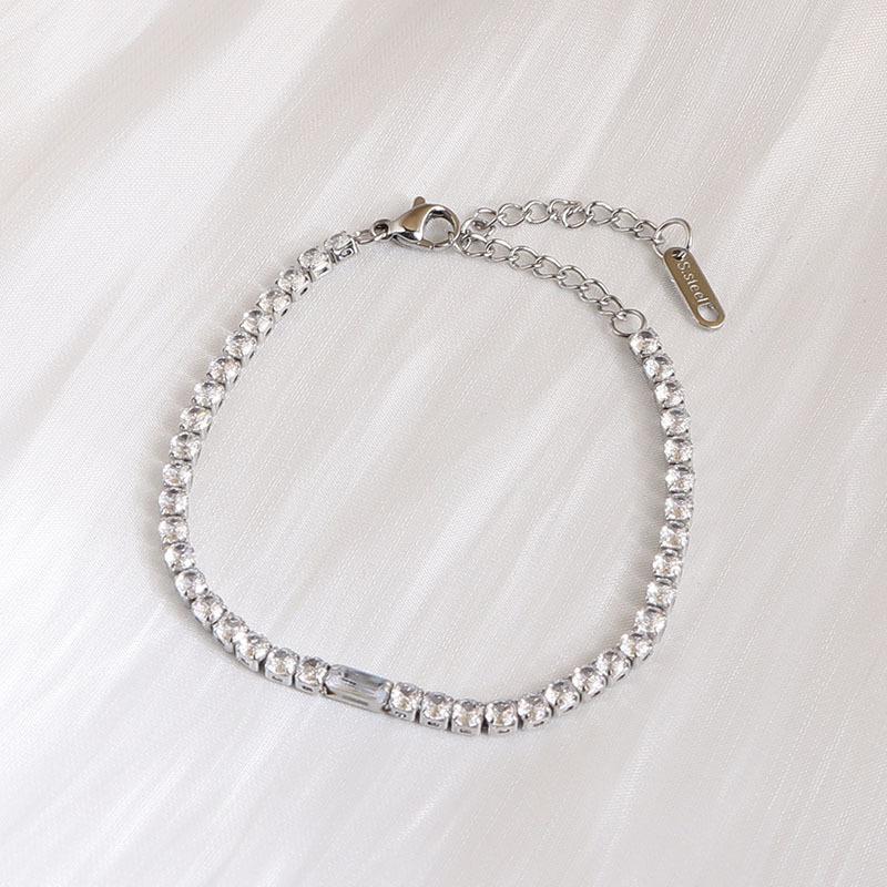 European and American Simple Temperament Stainless Steel Diamond Necklace Women's Retro Fashion Simple Neck Chain Collarbone Chain Collar Necklace