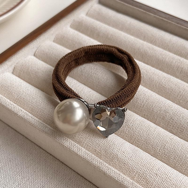 

Элегантное корейское кольцо для волос с цирконием и жемчугом - резинка во французском стиле