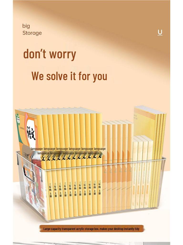 Large Capacity Transparent Acrylic Bookshelf Bookend with Creative Desktop Storage for Dorms & More