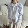 Blue White Striped Boxy Fit Long Sleeve Casual Shirt