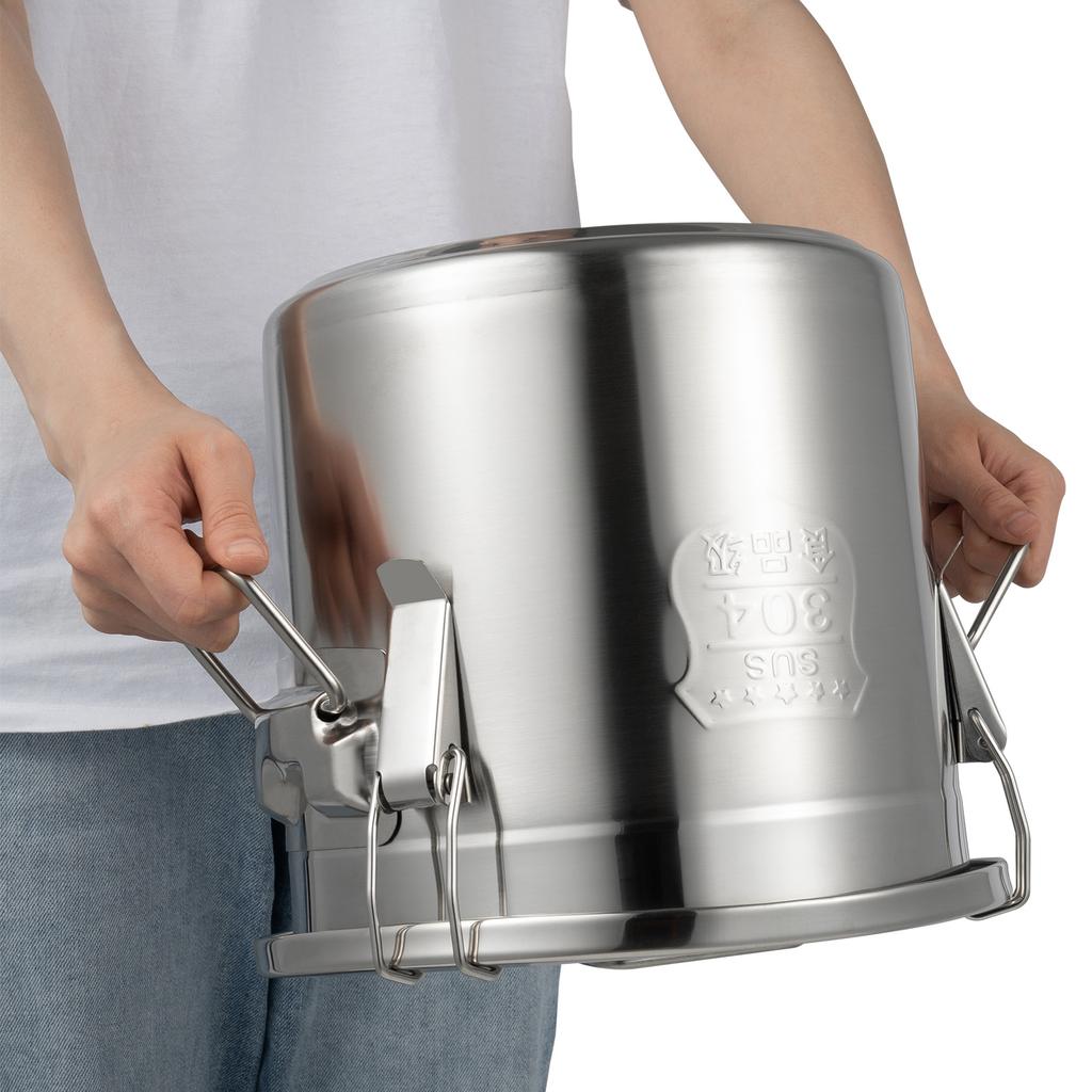 304 Stainless Steel Rice Bucket with Lid 3.17 Gal Food Storage Container Grain Canister for Flour, Beans & Cereals with Sealed Buckle