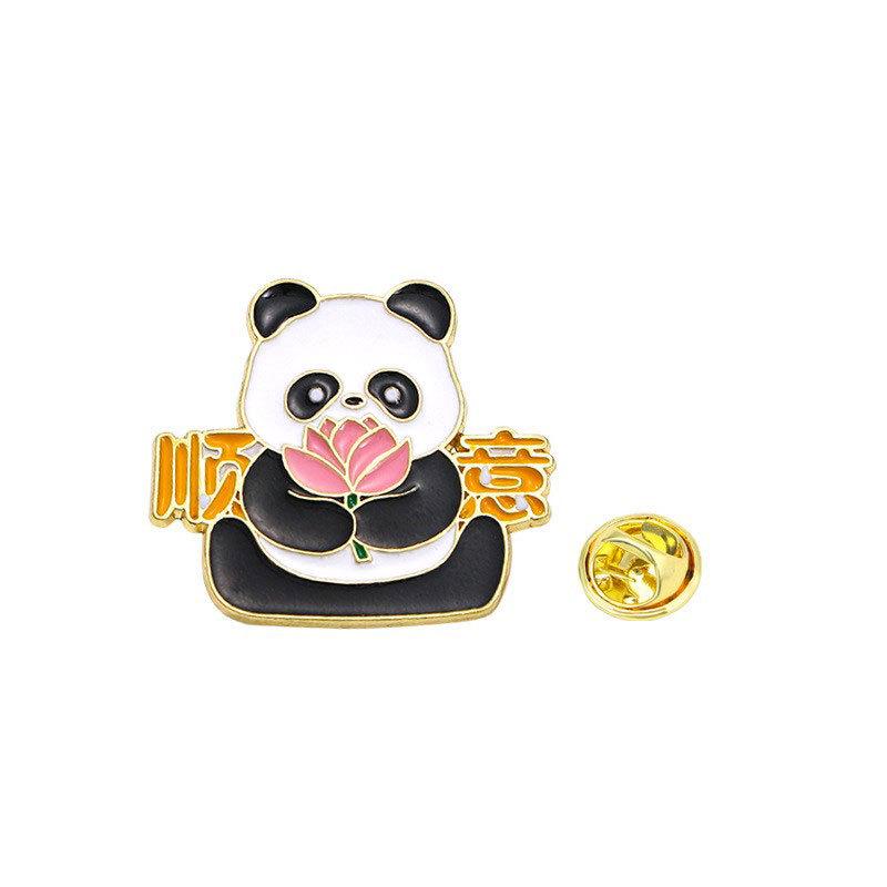 Zinc Alloy Enamel Dropping Brooch, Cute Cartoon Lucky Panda Snake Pattern 2025 Year of the Snake, New Year Festival Decorative Lapel Pin Badge