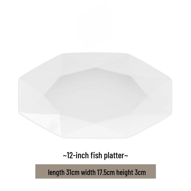 Modern Lanka Lunar White 12-inch Ceramic Fish Plate
