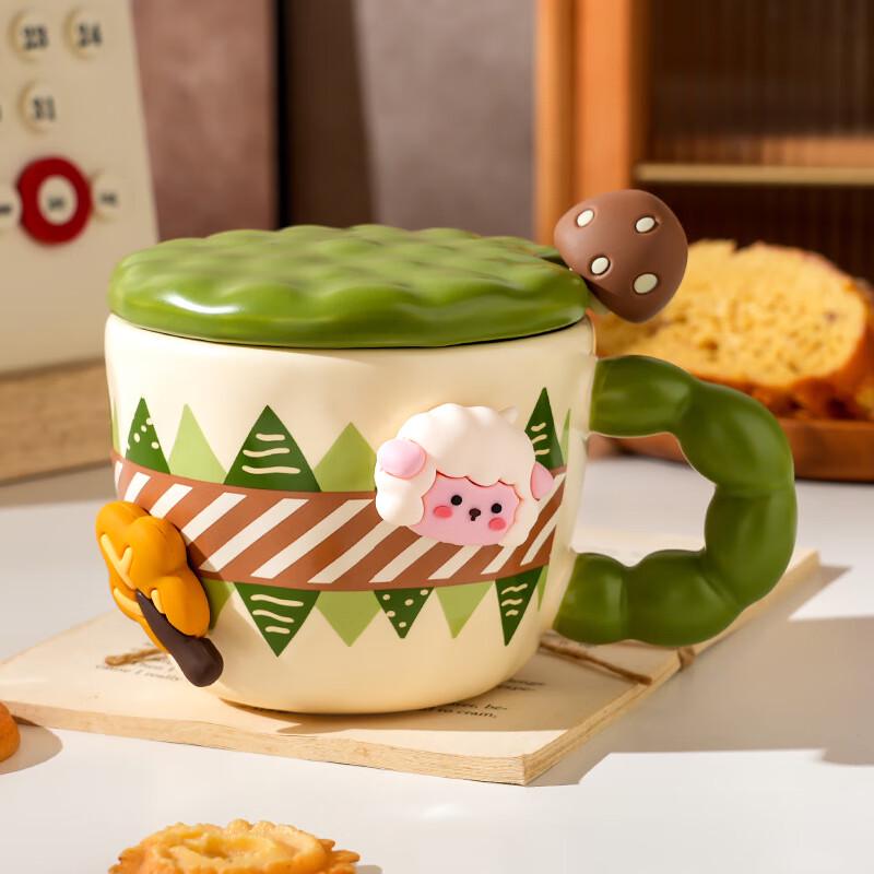 Cute Cartoon Ceramic Mug with Lid