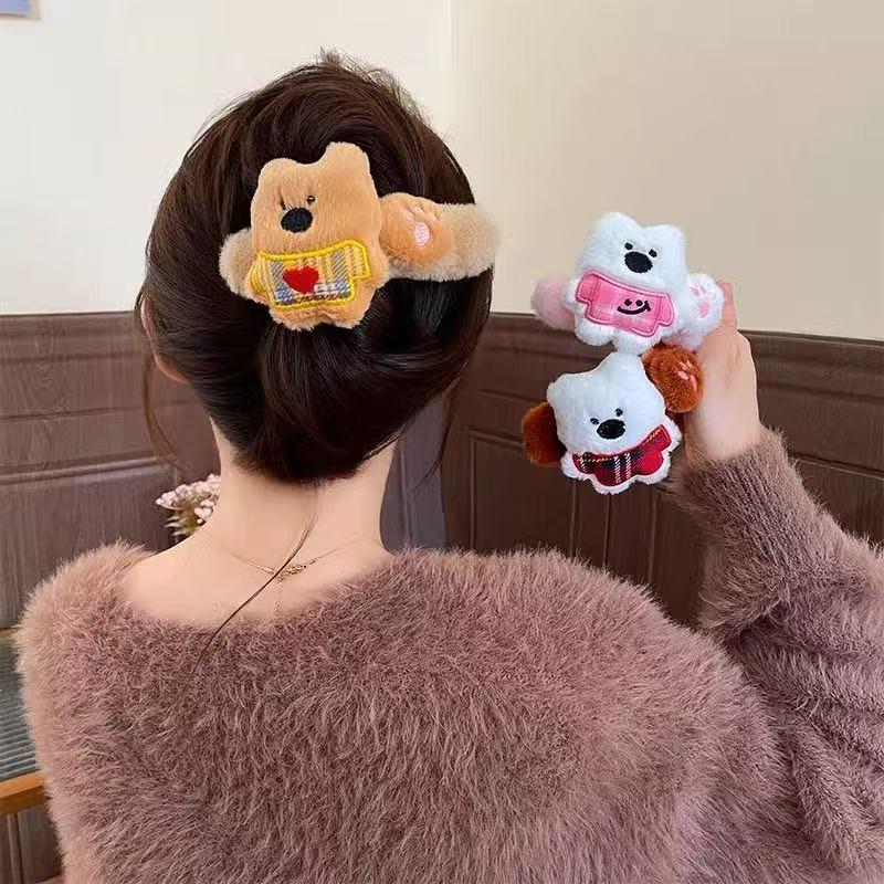 Schneebär Plüsch Haarspange – Niedliches Mori Girl Entenschnabel Haaraccessoire