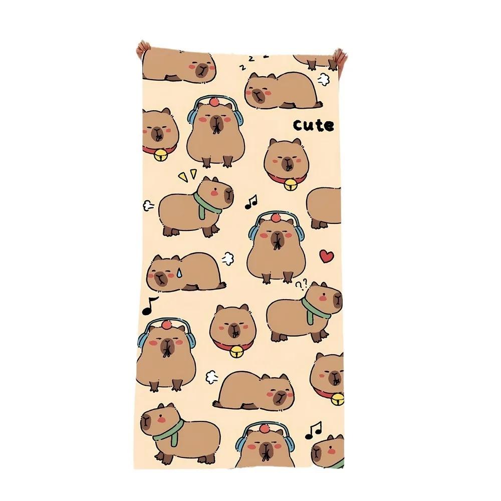 Capybara Microfiber Beach Towel Flower Bath Towel 100x200cm Quick Drying Sand Free Proof Pool Towels Lounge Cover for Women