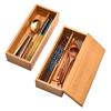 Engraved Tableware Storage Box with Cover: Japanese Chopstick, Spoon, and Fork Compartment