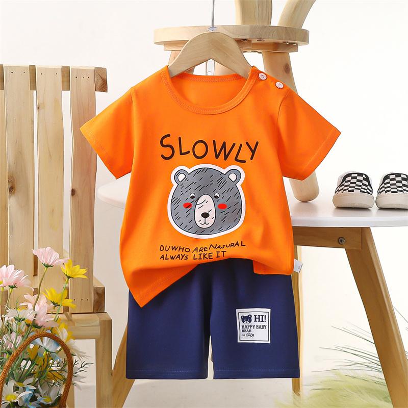2026 Summer Kids O-Neck Short Sleeve Top Suits Baby Spring Cartoon Short Pant Two-pieces Set Suit for Girl Boy