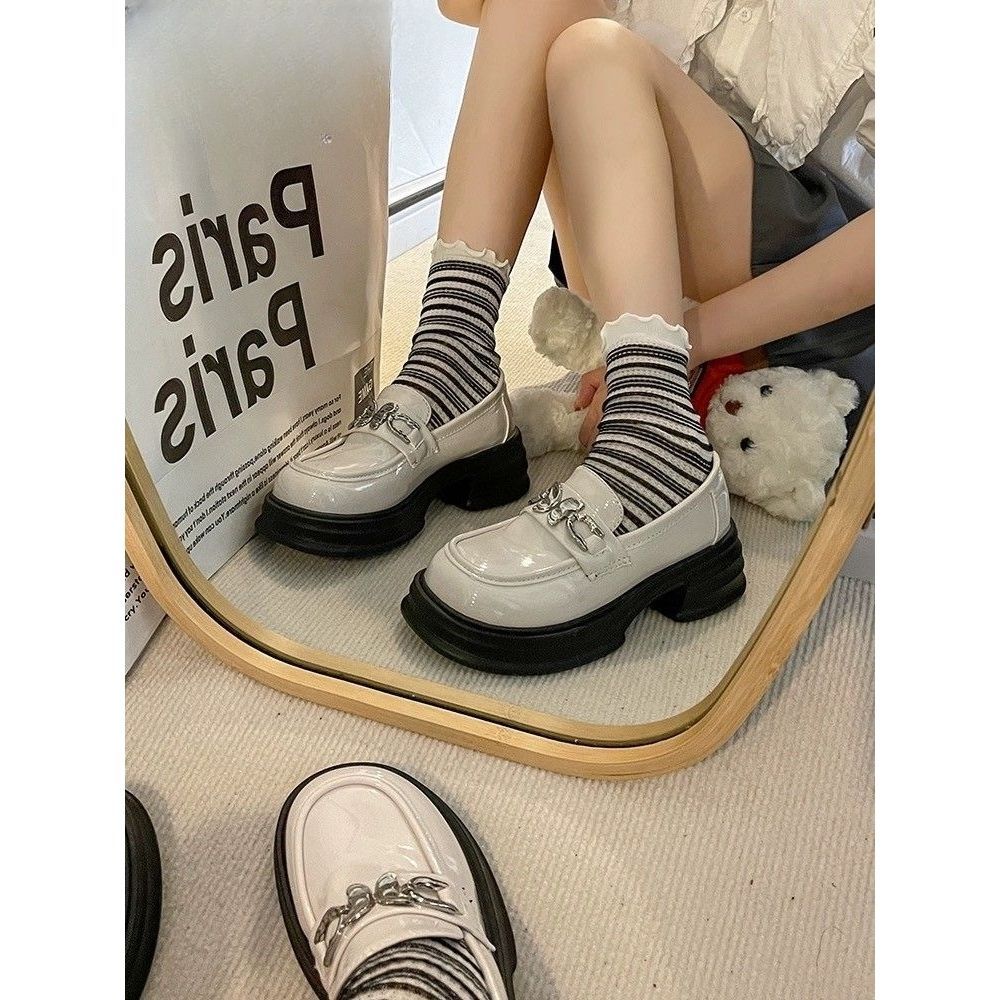 British style platform small leather shoes women's summer 2025 new Japanese jk loafers butterfly buckle single shoes ins