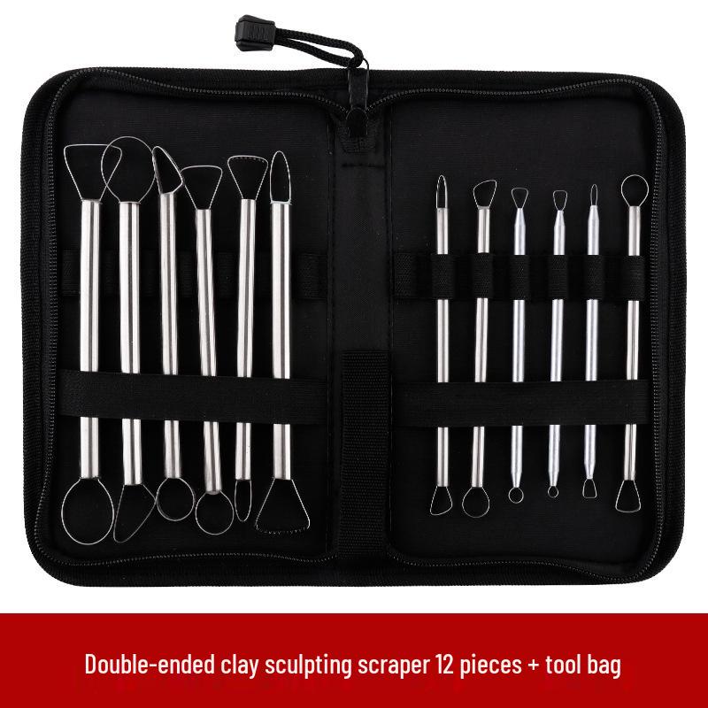 12-Piece Stainless Steel Clay Sculpting and Trimming Tool Set