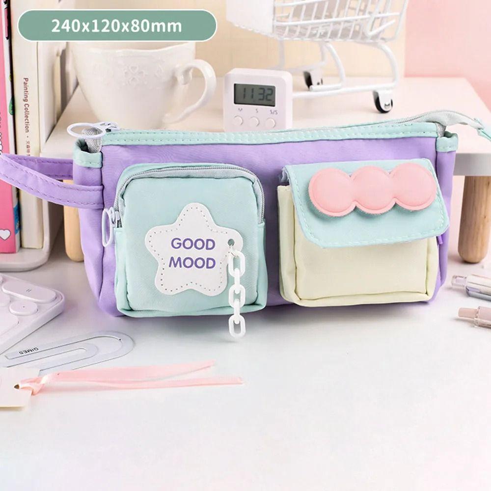 

Многофункциональная сумка для канцелярских принадлежностей с двумя карманами, специальный дизайн, мультяшная сумка для ручек на молнии, для взрослых