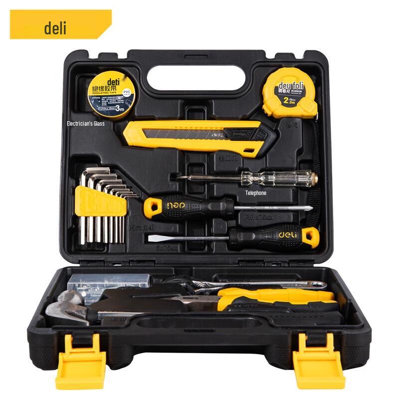 Deli 19-Piece Household Manual Tool Kit CN plug (adapter included)