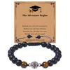 Creative Natural Stone Compass Bracelet Tiger Eye Stone Black Magnet Bead Bracelet Weaving Graduation Season Gift