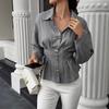 Design Sensing Waist-hugging Shirt New Temperament Intellectual and Elegant Lapel Shirt for Women