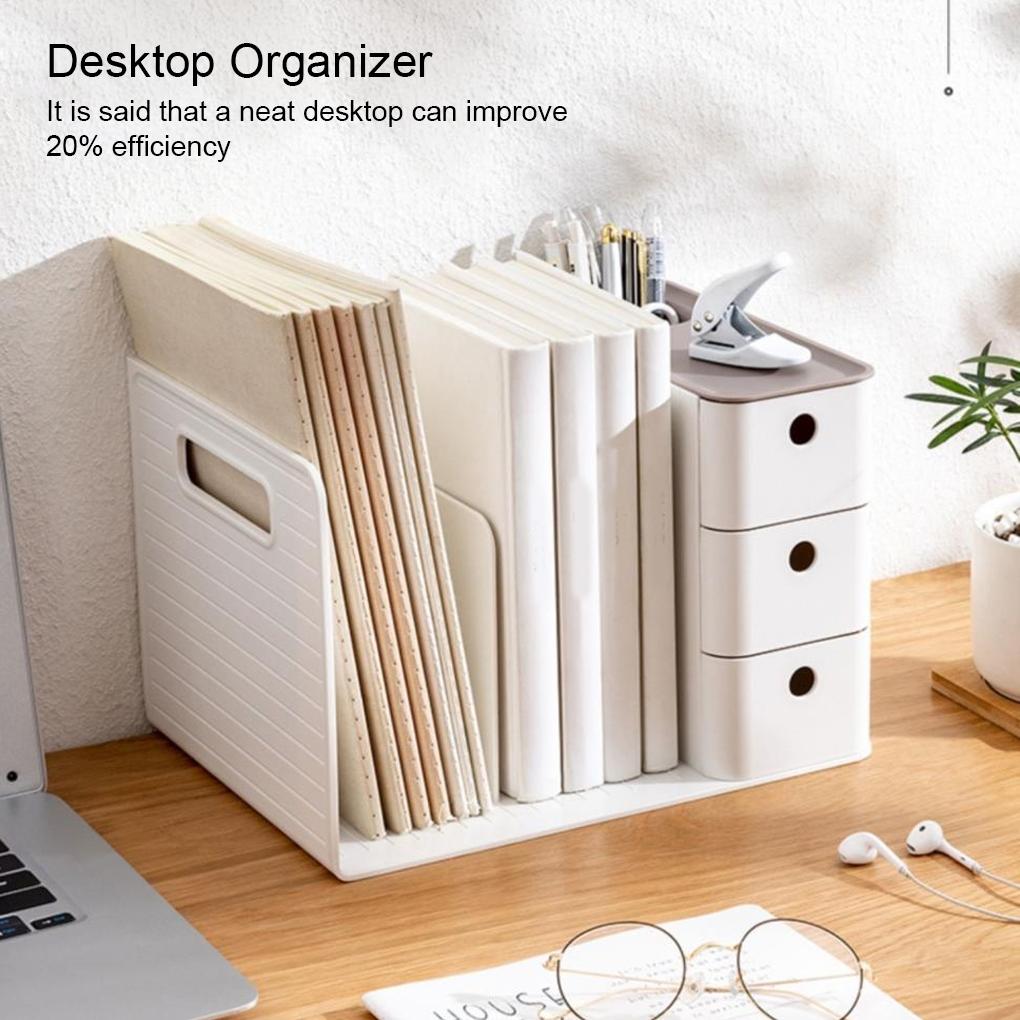 Large Desktop Book Storage Box Holder Document Stationery Bookend Drawers Business Multi-Grids Home Students Shelves