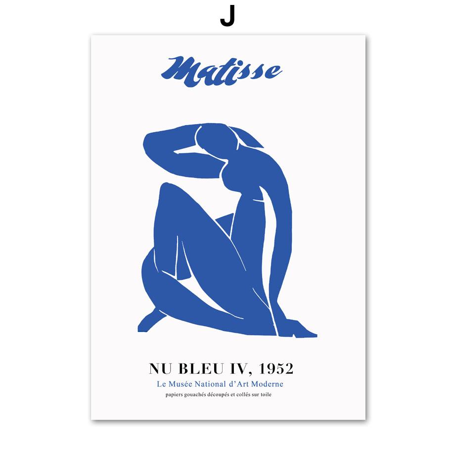 מאטיס אנדי וורהול פרפר בוטני ציור קנבס כחול באוהאוס אמנות קיר פוסטרים והדפסים לעיצוב סלון תמונות