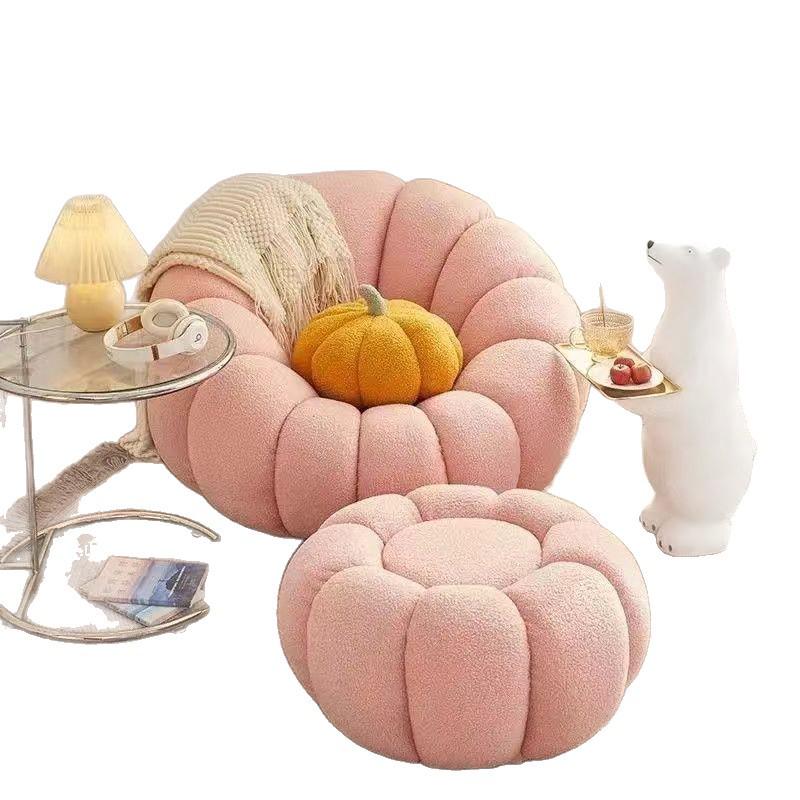 Cozy Pumpkin Single Sofa Chair: Recline & Relax in Lamb Wool Fabric
