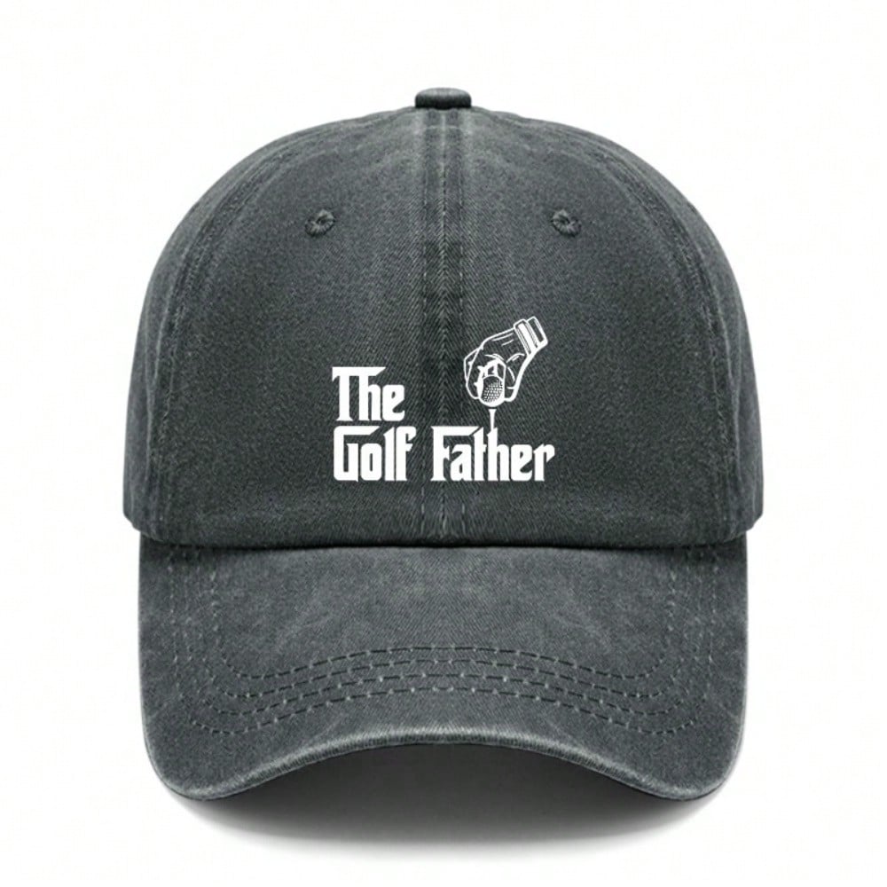 [Vintage Baseball Cap] The Golf Father Print Polyester Soft Adjustable Curved Brim Casual Outdoor Sports Golf Hat For Dad Gift