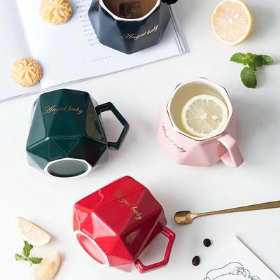 Tazze in ceramica personalizzate a forma di diamante, tazze da caffè geometriche creative, tazze per coppia, tazze da tè al latte, tazze da acqua per ufficio, attività commerciali, casa