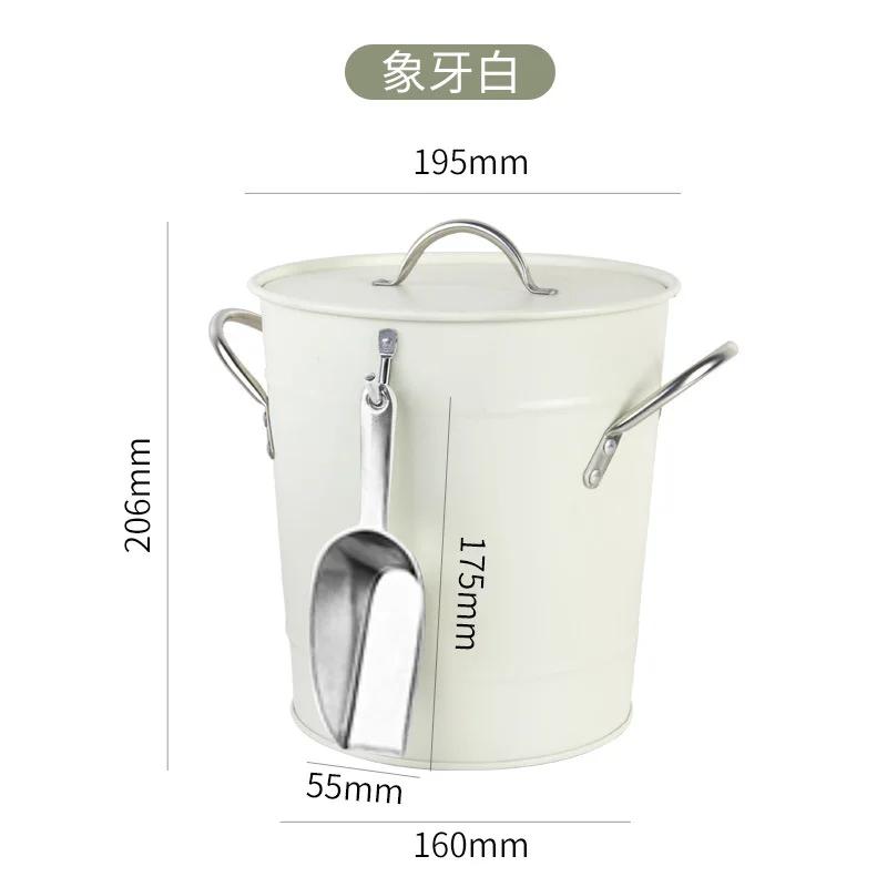 Table Vintage Iron Ice Bucket with Lid and Shovel Insulated Ice Bucket for Champagne Wine Beer Drinks Party Barware