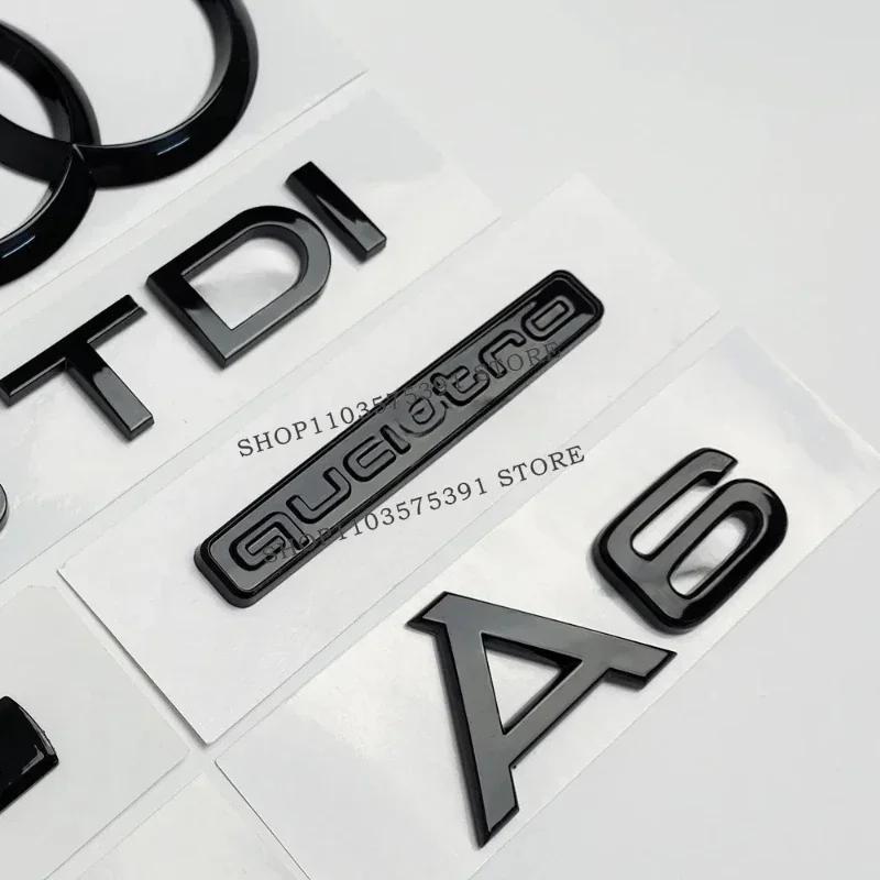 For Audi 4Ring Logo ABS Black Car Hood Front Grill Emblem Rear Trunk Badge A6 Quattro Sline 50TDI Emblem Car Accessories