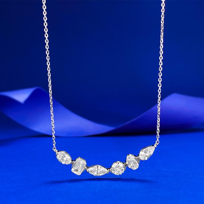 Jewelry Shaped Stone Inlaid Smile Pendant Commuter Retractable Necklace