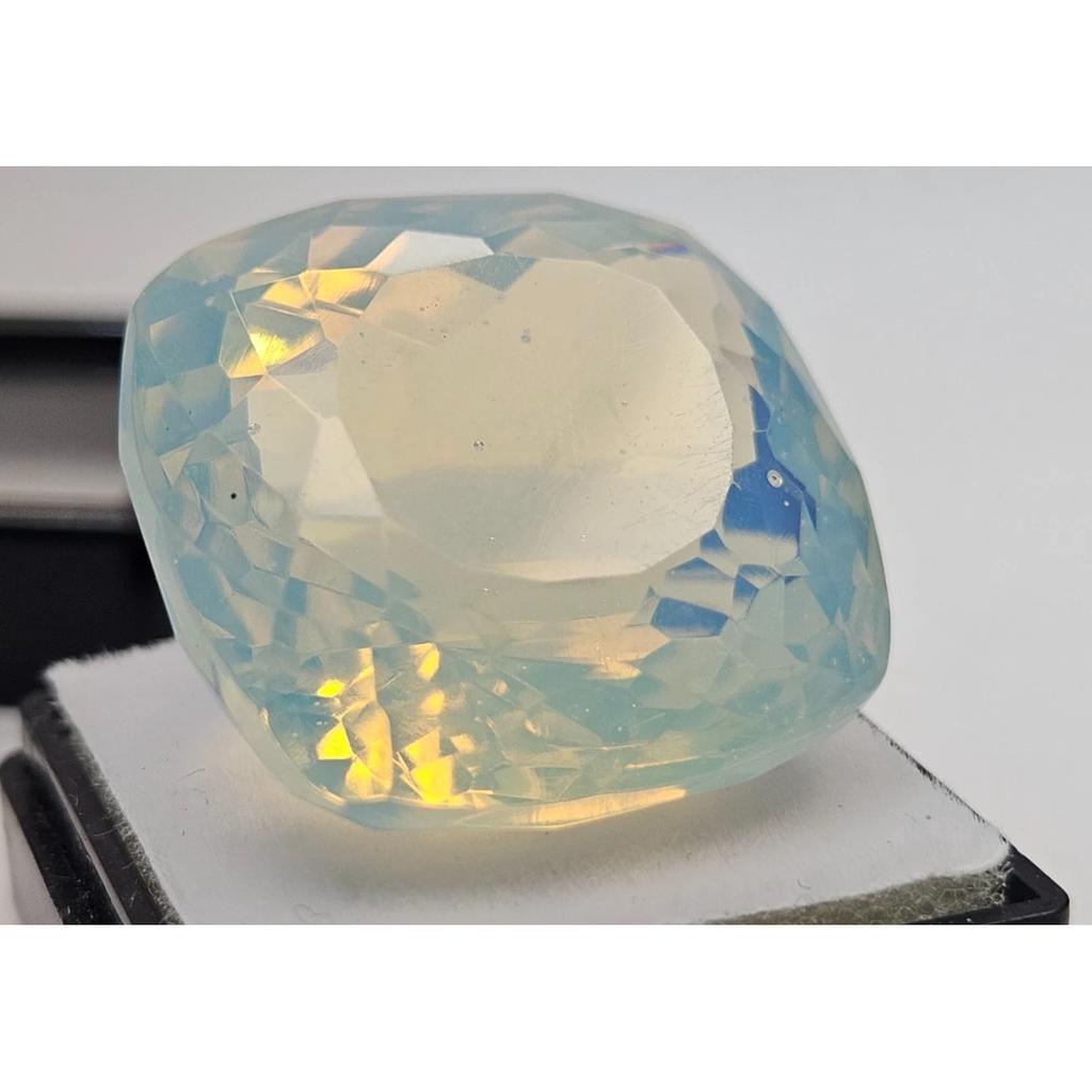 White Opal Blue Fire Natural 55+ Ct Cushion Cut Beautiful Certified Gemstone