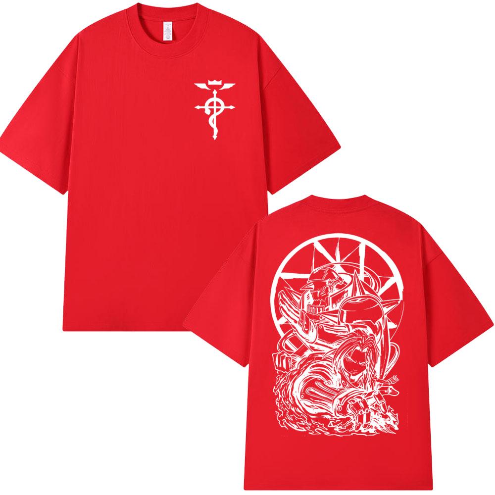 Anime Fullmetal Alchemist Edward Elric Alphonse Elric Tshirts Unisex Women Clothing Fashion Short Sleeve Oversized T Shirts Tops