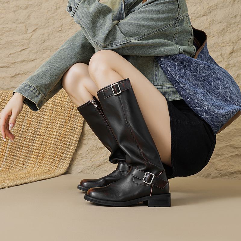 Krazing Pot Зимние сапоги для верховой езды из коровьей кожи с квадратным носком — фото 15