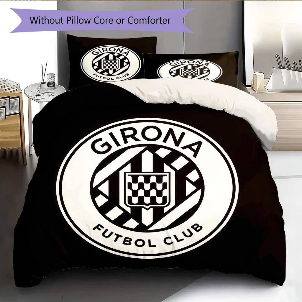 Girona FC Poster Bedding Quilt Set Quilt Cover Pillowcase Home Decoration Birthday Gift (1 * Duvet Cover + 2 * Pillowcase, Without Core)