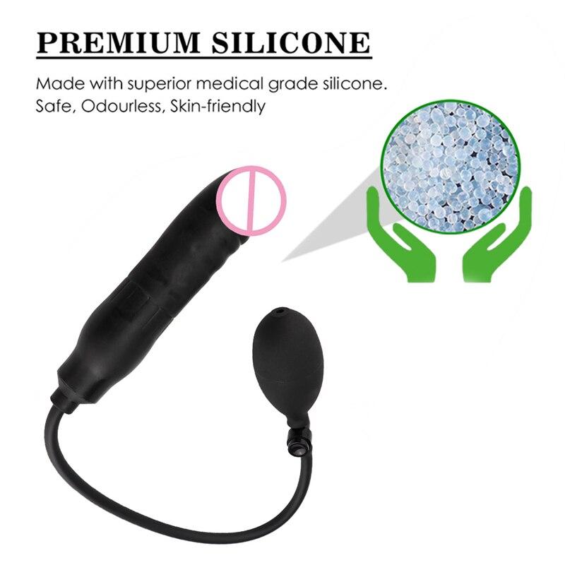 Anal Dilator Dildo Pump Inflatable Butt Plug Vaginal Stimulator Massager Air-filled Pump Sex Toy