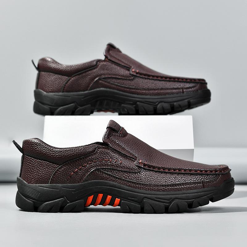 Men's shoes spring and autumn high-end men's leather shoes business one-pedal non-slip soft sole